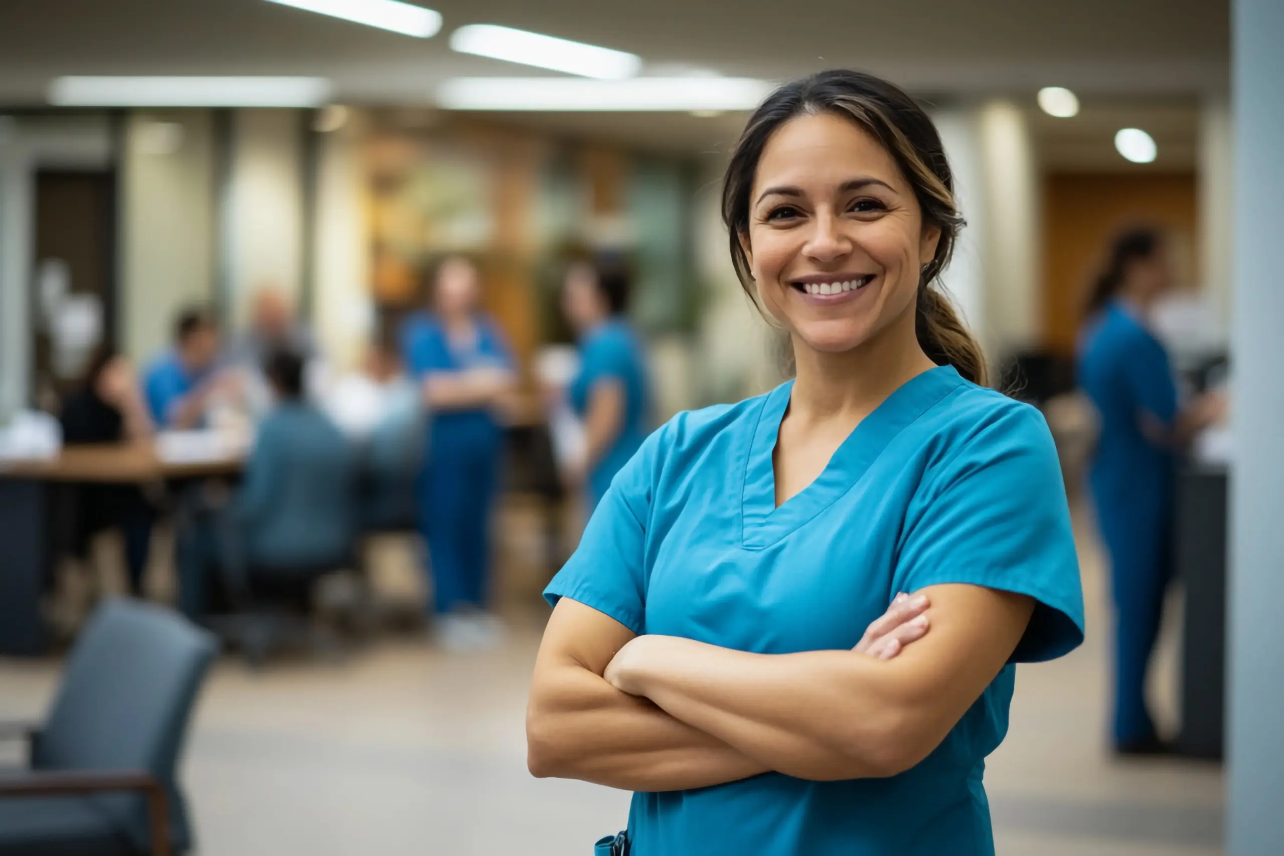 Auxiliar de enfermería aprende en centro clínico. Titulación para empleo hospitalario.